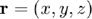 $\mathbf{r}=(x,y,z)$