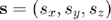 $\mathbf{s}=(s_x,s_y,s_z)$