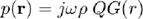 $p(\mathbf{r}) = j \omega \rho \; Q G(r)$